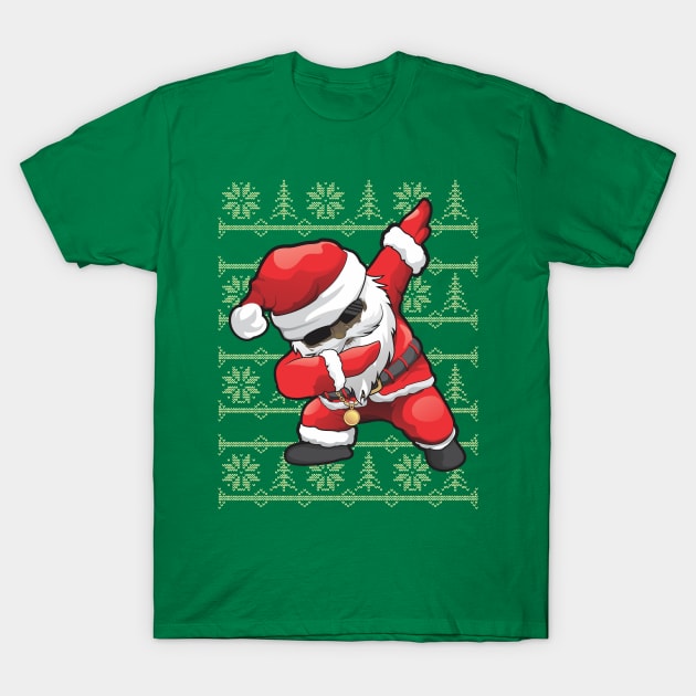 Dabbing Black Santa Ugly Christmas Design T-Shirt by dihart